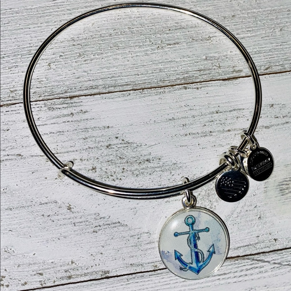 Silver Alex and Ani anchor bangle